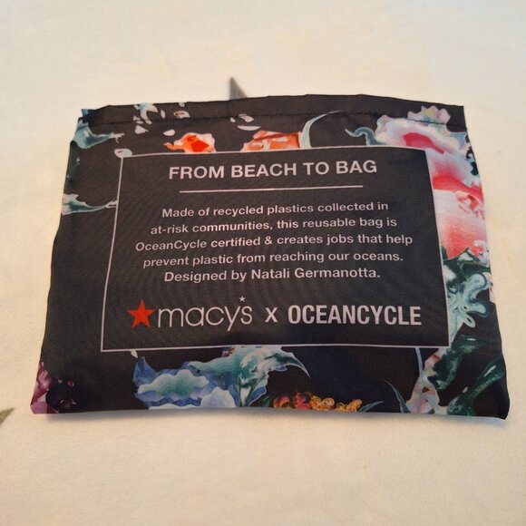 MACY'S‎ Reusable Shopping Tote Bag "From Beach to Bag" Oceancycle, Floral New! - Picture 2 of 7